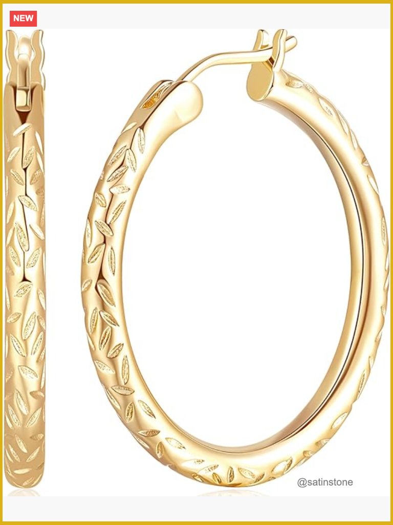 14k Gold Plated Hoop Earrings Women Timeless Elegance 30mm